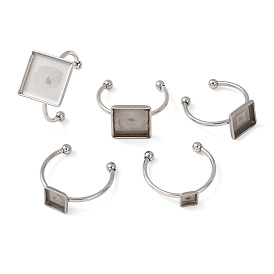 304 componentes de anillos de puño de acero inoxidable, fornituras base de anillo almohadilla, plaza