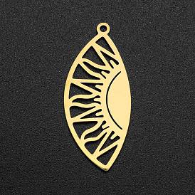 Ion Plating(IP) 201 Stainless Steel Pendants, Laser Cut, Eye with Sun