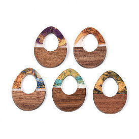 Подвески из непрозрачной смолы и ореха, слезинки, с блеском порошок