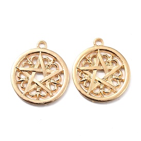 Zinc Alloy Pendants, Cadmium Free & Lead Free, Flat Round with Star