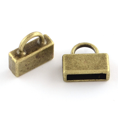 Tibetan Style Lock Alloy Cord Ends, End Caps, Cadmium Free & Lead Free, 12x13x4.5mm, Hole: 4x5mm, inner diameter: 2.5x10.5mm, about 625pcs/1000g