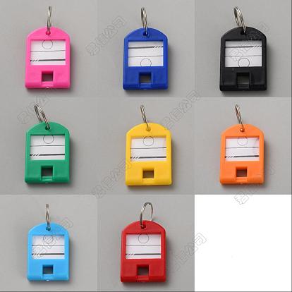 24 piezas 8 etiquetas para llaves de polipropileno (pp) de colores, con ventana de etiqueta de anillo dividido de hierro, para llavero con etiqueta de equipaje, arco