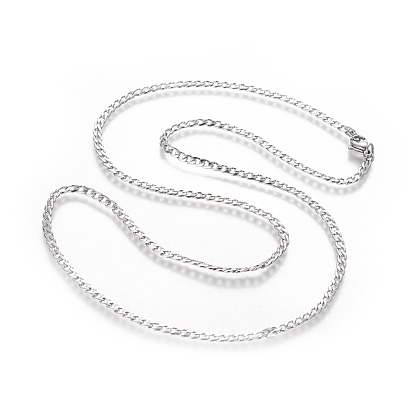 304 Stainless Steel Curb Chain Necklaces, with Lobster Claw Clasps