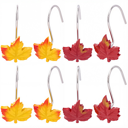 12Pcs Leaf Resin Shower Curtain Hook, with Iron Hook