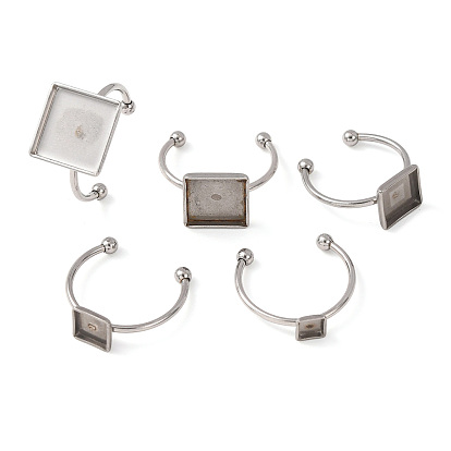 304 componentes de anillos de puño de acero inoxidable, fornituras base de anillo almohadilla, plaza