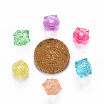 Perles acryliques transparentes, facette, cube