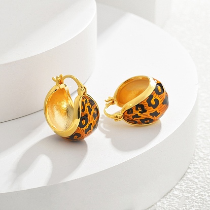 Леопардовый принт латунные эмалевые серьги-кольца для женщин