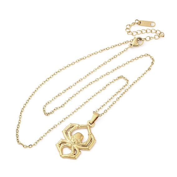 Хэллоуин череп паук 304 ожерелья из нержавеющей стали с подвеской, ионное покрытие (ip)