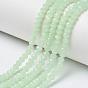 Glass Beads Strands, Imitation Jade, Faceted, Rondelle