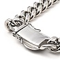 304 Stainless Steel Curb Chain Necklace with Crystal Rhinestone, Resin Evil Eye Clasp Lucky Necklace for Men