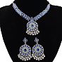 Комплекты из серег-гвоздиков и ожерелий с подвесками в стиле ретро со стразами, цветок