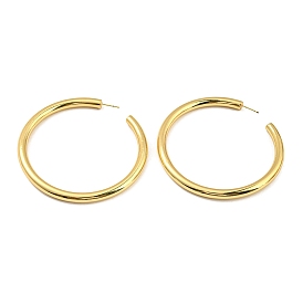 Rack Plating Brass Ring Stud Earrings, Half Hoop Earrings, Long-Lasting Plated, Cadmium Free & Lead Free