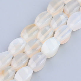 Natural White Agate Beads Strands, Twist