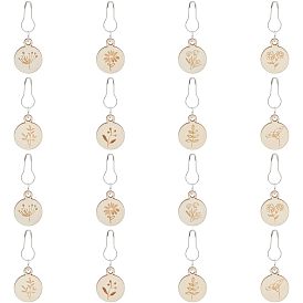 8 шт. 8 плоский круглый стиль с цветочными деревянными подвесками с замком маркер стежка, с латунной контактный, для вязания инструментов