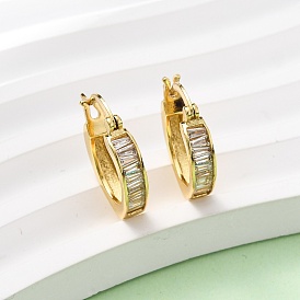 Серьги-кольца из латуни с микропаве из прозрачных кубических цирконий