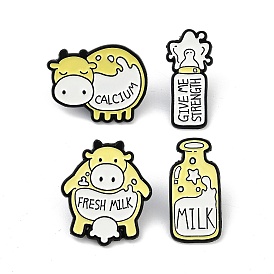 Cute Cow Theme Enamel Pins, Alloy Brooch for Backpack Clothes