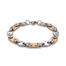Vacuum Plating 304 Stainless Steel Oval Link Chains Bracelet, Two Tone Highly Durable Bracelet for Men Women