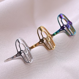 Кольцо из нержавеющей стали с полым кольцом хамса, регулируемое вручную для женщин