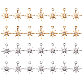 28 шт. 2 цвета латунные подвески с цирконием, звезда, без никеля 