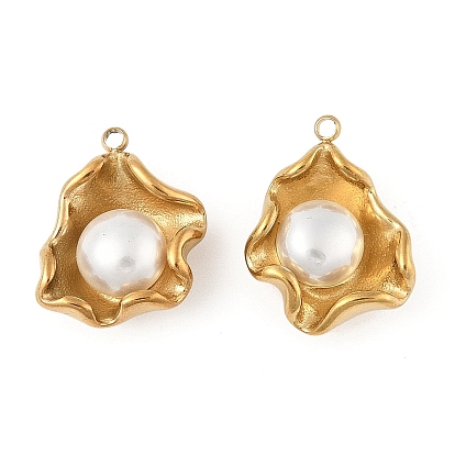 Бусины из искусственного жемчуга абс подвески, цветочный шарм, вакуумные покрытия, с 304 нержавеющей сталью