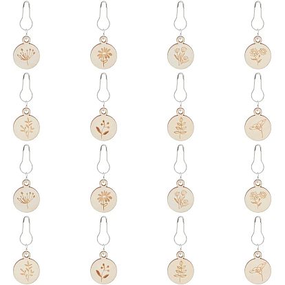 8 шт. 8 плоский круглый стиль с цветочными деревянными подвесками с замком маркер стежка, с латунной контактный, для вязания инструментов