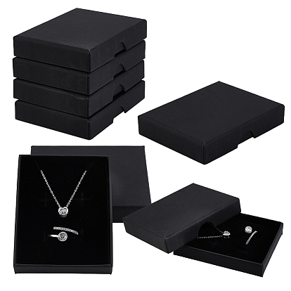 Paper Jewelry Set Gift Packing Boxes with Lid, for Earrings Necklaces, Rectangle