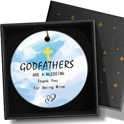 Подвесные украшения из печатного фарфора, с веревкой и коробкой, плоско-круглые