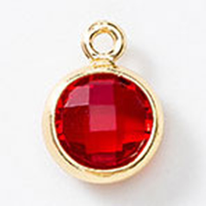 Подвески из латуни и стекла с камнями рождения, плоско-круглые, граненые