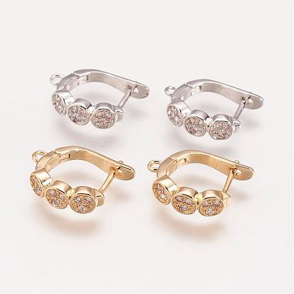 Brass Micro Pave Grade AAA Cubic Zirconia Ice Pick Pinch Bails, Cadmium Free & Nickel Free & Lead Free