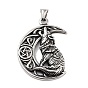 Ретро 304 из нержавеющей стали большие кулоны, луна с очарованием волка