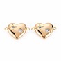Brass Micro Pave Clear Cubic Zirconia Connector Charms, Nickel Free, Heart
