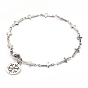 304 Stainless Steel Charm Bracelets, Flat Round with Snowflake