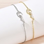 Pulseras de eslabones con forma de luna y estrella, con microincrustaciones de circonitas cúbicas transparentes., larga duración plateado, chapado en rack, sin plomo y el cadmio