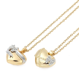 Латунные ожерелья с подвеской в виде сердца в виде банта, 304 из нержавеющей стали кабель цепи ожерелья, буксировочный тон