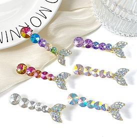 Alloy Alligator Hair Clips for Women Girls, with K9 Glass, Fishtail