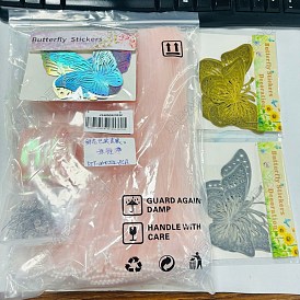 Embalaje de embalaje de ramos de flores de poliéster ondulado arrugado, con cinta de poliéster, pegatinas de pared de espejo de papel, Agujas de posicionamiento para manualidades de costura de hierro con cabeza de diamante