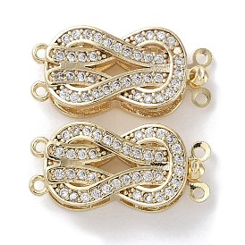 Brass Micro Pave Clear Cubic Zirconia Box Clasps, Knot