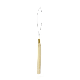 Петля для наращивания волос с железным нитевдевателем, инструмент для вытягивания крюка с деревянной ручкой, инструмент для устройства бисера, для наращивания волос или перьев
