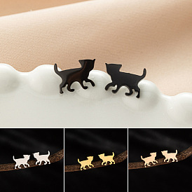 Stainless Steel Cat Shape Stud Earrings