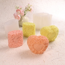 Valentine's Day DIY Rose Shape Food Grade Candle Silicone Molds, for 3D Scented Candle Making