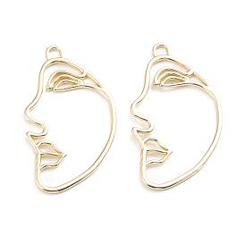 Alloy Open Back Bezel Pendants, For DIY UV Resin, Epoxy Resin, Pressed Flower Jewelry, Abstract Face