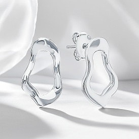 Fashionable S925 Sterling Silver Nuggets Stud Earrings