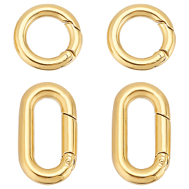 4 шт. 2 стили ионное покрытие (IP) 304 пружинные затворные кольца из нержавеющей стали, круглое кольцо и овальное