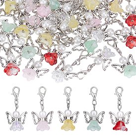 50шт. подвеска в виде ангела из стекла, для украшения брелока для рюкзака, с цинковым сплавом застежками омаров коготь