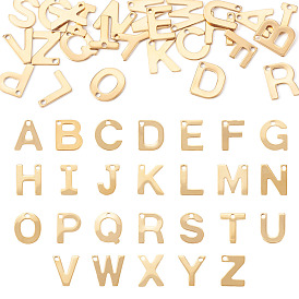 26шт 26 стили 304 подвески из нержавеющей стали, письмо амулеты, ионное покрытие (ip), реальный 18 k позолоченный