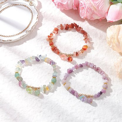 Браслеты с подвесками из натуральных драгоценных камней и круглых бусин в форме цветка, эластичные браслеты для женщин, со стеклом