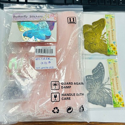 Embalaje de embalaje de ramos de flores de poliéster ondulado arrugado, con cinta de poliéster, pegatinas de pared de espejo de papel, Agujas de posicionamiento para manualidades de costura de hierro con cabeza de diamante