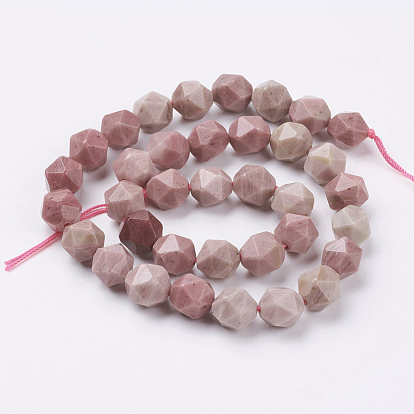 Natural Rhodonite Beads Strands, Faceted, Round