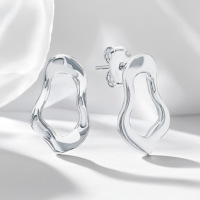 Fashionable S925 Sterling Silver Nuggets Stud Earrings