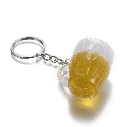 Acrylic Draft Beer Keychain, with Platinum Plated Alloy Split Key Rings